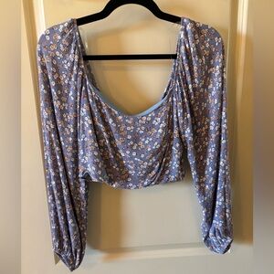 *Altar'd State Blue Floral Crop Top - Date night, Spring, Summer, Girly,Feminine
